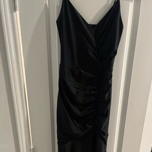 Windsor Long Black Ruched Maxi Dress